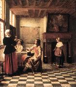 HOOCH, Pieter de A Woman Drinking with Two Men s oil painting